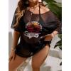 imageSOLY HUX Swim Cover Up for Women Plus Size Letter Graphic Mesh Sheer Bikini Swimsuits Bathing SuitBlack