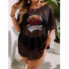 imageSOLY HUX Swim Cover Up for Women Plus Size Letter Graphic Mesh Sheer Bikini Swimsuits Bathing SuitBlack