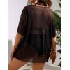imageSOLY HUX Swim Cover Up for Women Plus Size Letter Graphic Mesh Sheer Bikini Swimsuits Bathing SuitBlack Mesh