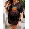 imageSOLY HUX Swim Cover Up for Women Plus Size Letter Graphic Mesh Sheer Bikini Swimsuits Bathing SuitBlack Mesh