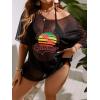 imageSOLY HUX Swim Cover Up for Women Plus Size Letter Graphic Mesh Sheer Bikini Swimsuits Bathing SuitBlack Mesh