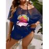 imageSOLY HUX Swim Cover Up for Women Plus Size Letter Graphic Mesh Sheer Bikini Swimsuits Bathing SuitMulticoloured Letter