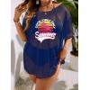 imageSOLY HUX Swim Cover Up for Women Plus Size Letter Graphic Mesh Sheer Bikini Swimsuits Bathing SuitMulticoloured Letter