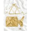 imageSOLY HUX Womens 3 Piece Swimsuit Metallic Halter Triangle Bikini Set Bathing Suit with Cover Up Beach SkirtPure Gold
