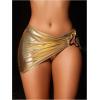 imageSOLY HUX Womens 3 Piece Swimsuit Metallic Halter Triangle Bikini Set Bathing Suit with Cover Up Beach SkirtPure Gold