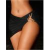 imageSOLY HUX Womens 3 Piece Swimsuit Metallic Halter Triangle Bikini Set Bathing Suit with Cover Up Beach SkirtSolid Black
