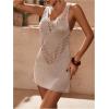 imageSOLY HUX Womens Crochet Sheer Cover Up Scoop Neck Sleeveless Hollow Out Beach DressSolid Khaki