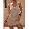 imageSOLY HUX Womens Crochet Sheer Cover Up Scoop Neck Sleeveless Hollow Out Beach DressSolid Khaki