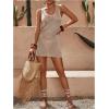 imageSOLY HUX Womens Crochet Sheer Cover Up Scoop Neck Sleeveless Hollow Out Beach DressSolid Khaki