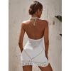 imageSOLY HUX Womens Halter Hollow Out Backless Beach Swimsuit Bikini Cover UpPure White Knitted