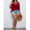 imageSOLY HUX Womens Plus Size Cut Out Ripped Cold Shoulder Tee Tops Deep V Neck Short Sleeve Sexy Summer T ShirtPure Burgundy