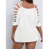 imageSOLY HUX Womens Plus Size Cut Out Ripped Cold Shoulder Tee Tops Deep V Neck Short Sleeve Sexy Summer T ShirtPure White