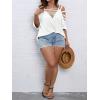 imageSOLY HUX Womens Plus Size Cut Out Ripped Cold Shoulder Tee Tops Deep V Neck Short Sleeve Sexy Summer T ShirtPure White