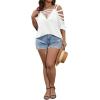 imageSOLY HUX Womens Plus Size Cut Out Ripped Cold Shoulder Tee Tops Deep V Neck Short Sleeve Sexy Summer T ShirtPure White