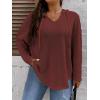 imageSOLY HUX Womens Plus Size Hoodies Long Sleeve Drawstring Waffle Knit Pullover Sweatshirt TopsMaroon Pure