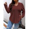 imageSOLY HUX Womens Plus Size Hoodies Long Sleeve Drawstring Waffle Knit Pullover Sweatshirt TopsMaroon Pure