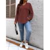 imageSOLY HUX Womens Plus Size Hoodies Long Sleeve Drawstring Waffle Knit Pullover Sweatshirt TopsMaroon Pure