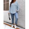 imageSOLY HUX Womens Plus Size Hoodies Long Sleeve Drawstring Waffle Knit Pullover Sweatshirt TopsPlain Blue
