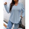 imageSOLY HUX Womens Plus Size Hoodies Long Sleeve Drawstring Waffle Knit Pullover Sweatshirt TopsPlain Blue