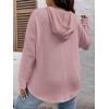 imageSOLY HUX Womens Plus Size Hoodies Long Sleeve Drawstring Waffle Knit Pullover Sweatshirt TopsPlain Dusty Pink