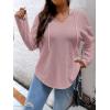 imageSOLY HUX Womens Plus Size Hoodies Long Sleeve Drawstring Waffle Knit Pullover Sweatshirt TopsPlain Dusty Pink
