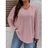 imageSOLY HUX Womens Plus Size Hoodies Long Sleeve Drawstring Waffle Knit Pullover Sweatshirt TopsPlain Dusty Pink