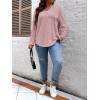 imageSOLY HUX Womens Plus Size Hoodies Long Sleeve Drawstring Waffle Knit Pullover Sweatshirt TopsPlain Dusty Pink