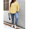 imageSOLY HUX Womens Plus Size Hoodies Long Sleeve Drawstring Waffle Knit Pullover Sweatshirt TopsPlain Yellow