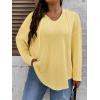 imageSOLY HUX Womens Plus Size Hoodies Long Sleeve Drawstring Waffle Knit Pullover Sweatshirt TopsPlain Yellow