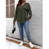 imageSOLY HUX Womens Plus Size Hoodies Long Sleeve Drawstring Waffle Knit Pullover Sweatshirt TopsPure Army Green