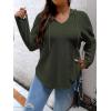 imageSOLY HUX Womens Plus Size Hoodies Long Sleeve Drawstring Waffle Knit Pullover Sweatshirt TopsPure Army Green