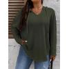 imageSOLY HUX Womens Plus Size Hoodies Long Sleeve Drawstring Waffle Knit Pullover Sweatshirt TopsPure Army Green