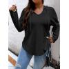 imageSOLY HUX Womens Plus Size Hoodies Long Sleeve Drawstring Waffle Knit Pullover Sweatshirt TopsPure Black