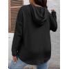 imageSOLY HUX Womens Plus Size Hoodies Long Sleeve Drawstring Waffle Knit Pullover Sweatshirt TopsPure Black