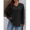 imageSOLY HUX Womens Plus Size Hoodies Long Sleeve Drawstring Waffle Knit Pullover Sweatshirt TopsPure Black