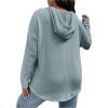 imageSOLY HUX Womens Plus Size Hoodies Long Sleeve Drawstring Waffle Knit Pullover Sweatshirt TopsPure Dusty Blue