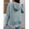 imageSOLY HUX Womens Plus Size Hoodies Long Sleeve Drawstring Waffle Knit Pullover Sweatshirt TopsPure Dusty Blue