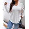 imageSOLY HUX Womens Plus Size Hoodies Long Sleeve Drawstring Waffle Knit Pullover Sweatshirt TopsSolid White