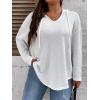 imageSOLY HUX Womens Plus Size Hoodies Long Sleeve Drawstring Waffle Knit Pullover Sweatshirt TopsSolid White