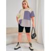 imageSOLY HUX Womens Plus Size Oversized T Shirts Color Block Tops Drop Shoulder Short Sleeve Tees Casual Summer ShirtGrey Purple Multi