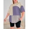 imageSOLY HUX Womens Plus Size Oversized T Shirts Color Block Tops Drop Shoulder Short Sleeve Tees Casual Summer ShirtGrey Purple Multi