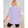 imageSOLY HUX Womens Plus Size Oversized T Shirts Color Block Tops Drop Shoulder Short Sleeve Tees Casual Summer ShirtPurple White Multi