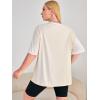imageSOLY HUX Womens Plus Size Oversized T Shirts Color Block Tops Drop Shoulder Short Sleeve Tees Casual Summer ShirtWhite Yellow Multi