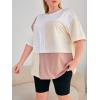 imageSOLY HUX Womens Plus Size Oversized T Shirts Color Block Tops Drop Shoulder Short Sleeve Tees Casual Summer ShirtWhite Yellow Multi