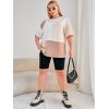 imageSOLY HUX Womens Plus Size Oversized T Shirts Color Block Tops Drop Shoulder Short Sleeve Tees Casual Summer ShirtWhite Yellow Multi