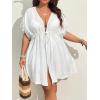 imageSOLY HUX Womens Plus Size Swimsuit Cover Up Kimono Lace Trim Tie Front Beach Cover UpsPure White