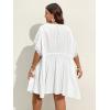 imageSOLY HUX Womens Plus Size Swimsuit Cover Up Kimono Lace Trim Tie Front Beach Cover UpsPure White