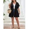 imageSOLY HUX Womens Plus Size Swimsuit Cover Up Kimono Lace Trim Tie Front Beach Cover UpsSolid Black