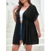 imageSOLY HUX Womens Plus Size Swimsuit Cover Up Kimono Lace Trim Tie Front Beach Cover UpsSolid Black