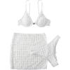 imageSOLY HUX Bikini Sets for Women 3 Piece Swimsuits Underwire Bikini Bathing Suit with Beach Skirt Cover UpWhite